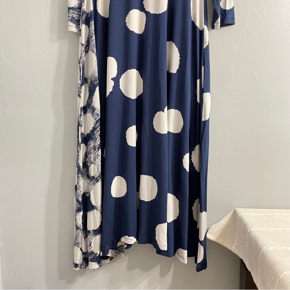 Alembika Spot Swing Navy and White Dress, Mixed dot V neck Line dress size 0 - Picture 9 of 13